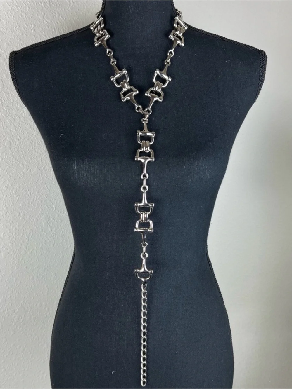 ESCADA Women’s Silver Tone Adjustable Equestrian Chain Link Horse Bit Belt
